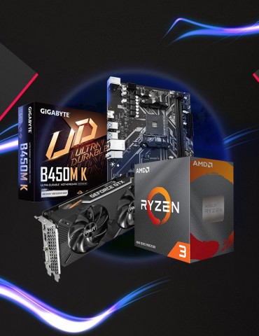 Bundle AMD Ryzen™ 3 4100-3.8GHZ- 4.0GHZ-4C/8T BOX-MB GIGABYTE™ AMD B450M K (rev. 1.0) DDR4-VGA Palit 1660 TI DUAL 6GB GDDR6