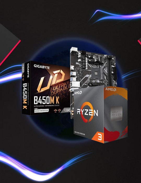  تجميعات جيمنج - Bundle AMD Ryzen™ 3 4300G-3.8GHZ- 4.0GHZ-4C/8T BOX-MB GIGABYTE™ AMD B450M K