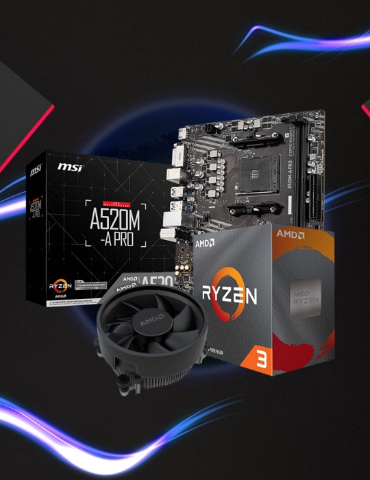  تجميعات جيمنج - Bundle AMD Ryzen™ 3 4300G-3.8GHZ- 4.0GHZ-4C/8T BOX-MB MSI ™ AMD A520M-A PRO