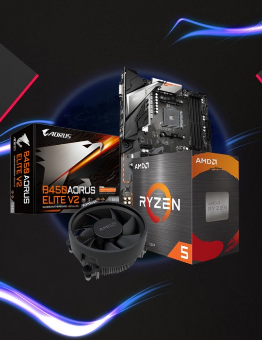  Gaming PC - Bundle AMD Ryzen™ 5 5500 6C/12T MPK - AM4-With Fan- AMD B450 AORUS Elite V2 DDR4