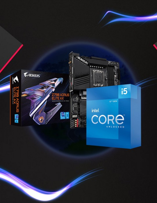  Gaming PC - Bundle CPU Intel® Core™ i5-12600K /20MB Cache -10CORE - LGA1700 BOX-With out Fan-MB GIGABYTE™ Intel® Z790 AORUS E