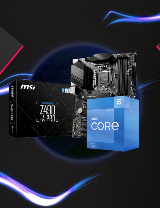  Gaming PC - Bundle CPU Intel® Core™ i5-12400F /18MB Cache-Tray-LGA1700-Without Fan-MB MSI ™ Intel Z490-A PRO