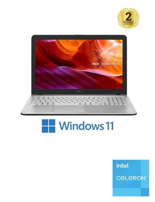  الصفحة الرئيسية - ASUS Laptop X543MA-GQ001W Celeron-N4020-4GB-HDD 1TB-Intel UHD-15.6 HD-Win11-Silver