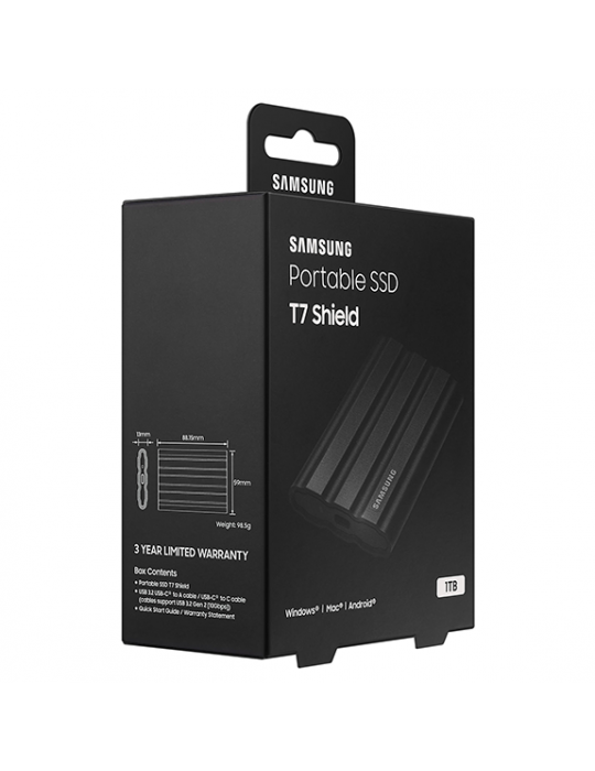  الصفحة الرئيسية - SSD Samsung Portable T7 Shield USB 3.2 Gen 2-1TB - Black