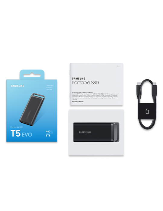  وحدات تخزين - SSD SAMSUNG Portable 8TB T5 EVO USB 3.2 Gen1- Black