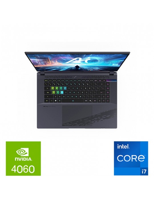  كمبيوتر محمول - Gigabyte AORUS 16X 9KG 2024 i7-13650HX-16GB DDR5-SSD 1TB NVMe-NVIDIA RTX 4060 8GB GDDR6-16 WQXGA-Silver-Win11