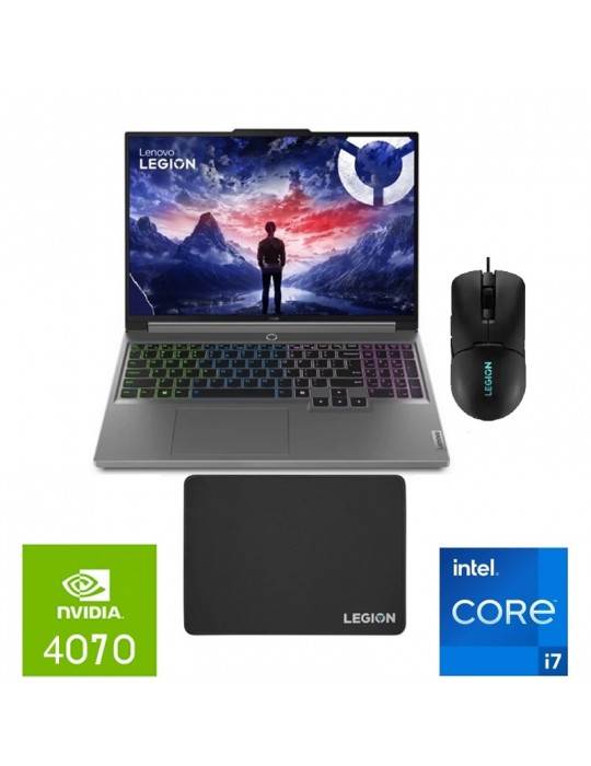  Laptop - Lenovo Legion 5 16IRX9 i7-14650HX-16G-SSD1TB-RTX4070-8G-16 FHD IPS 240Hz-Win11-Lenovo Gaming Mouse+PAD-Luna Grey