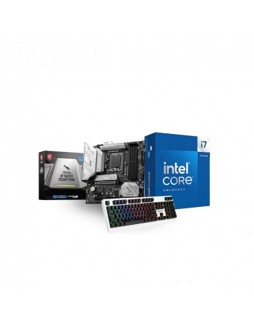 Bundle CPU Intel Core i7-14700K LGA1700 BOX (Without Fan) - MB MSI Intel MAG B760 MORTAR DDR5+(gift) KB Bloody White