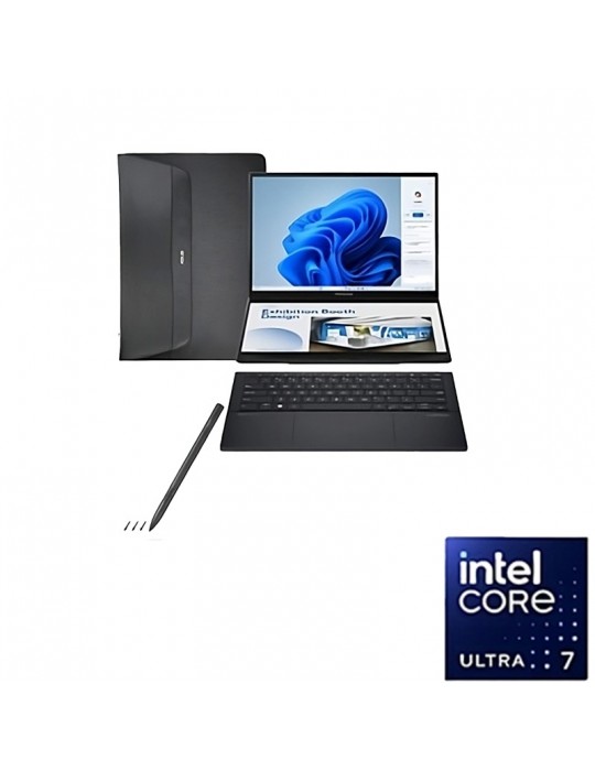  Laptop - ASUS ZenBook DUO UX8406MA-PZ073W Ultra7-155H-16GB DDR5-SSD1TB-Intel Arc Graphics-14 OLED WQ Touch-Win11-GREY-Sleeve+St