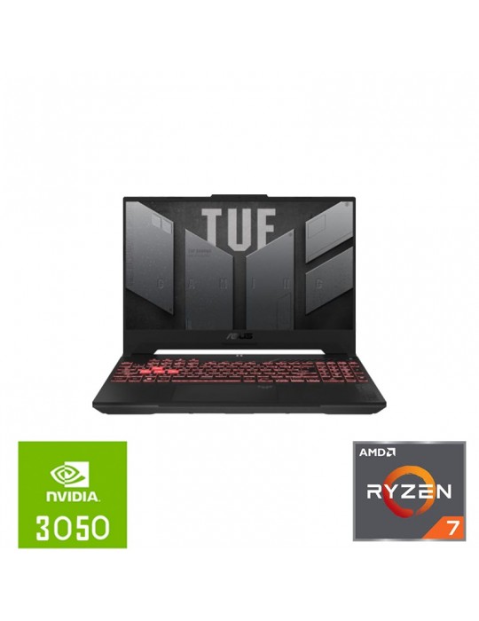  كمبيوتر محمول - ASUS TUF Gaming A15 FA506NCR-HN007W R7-7435HS-8GB-SSD 512GB-RTX 3050 4GB-15.6 Inch FHD 144Hz-Win11-Graphite Bla