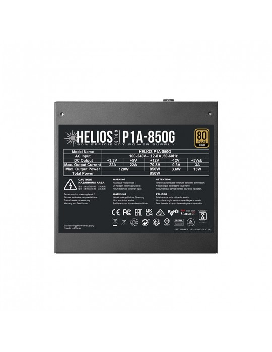  Power Supply - GAMDIAS HELIOS P1A-850G 80% Plus Gold Fully Modular PSU