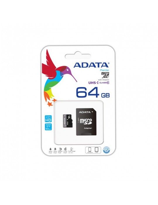  كمبيوتر مكتبى - Micro SDHC ADATA 64GB + Adapter (Class 10)