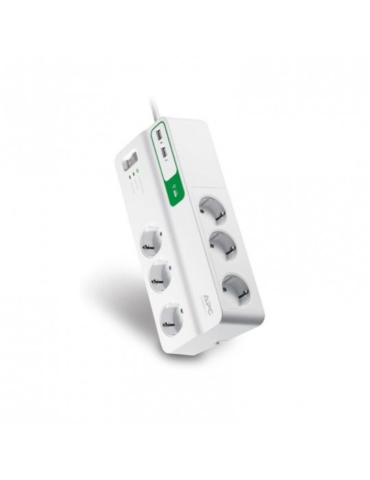  مشترك كهربائي - APC Essential SurgeArrest 6 outlets with 5V, 2.4A 2 port USB charger, 230V Germany