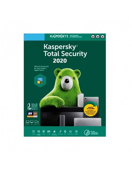  Software - Kaspersky Total Security Multi Device (3 Users + 1 License Free)  - Windows, Mac, Android )- Media & License / 1Y