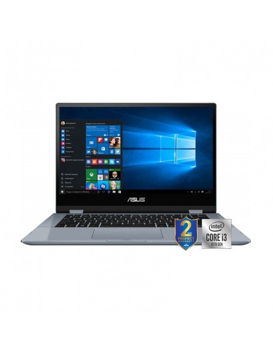  Laptop - ASUS VivoBook Flip-i3-10110U-TP412FA-EC403T-4GB-SSD 256GB- Intel Shared-14 FHD Touch-Win10-Silver Blue-Stylus pen free