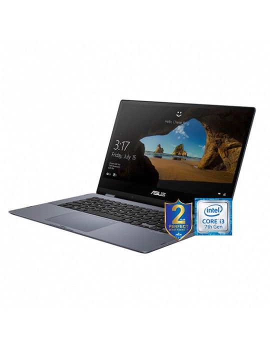  كمبيوتر محمول - ASUS VivoBook Flip 14-Intel Core I3-7020U-BGA-4GB DDR4 -256G SATA3 SSD-Intel Integrated Graphics