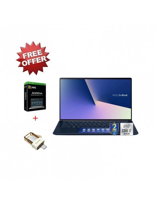  كمبيوتر محمول - ASUS ZenBook UX434FLC-A5370T i7-10510U-16GB-SSD 1TB-MX250-2GB-14 FHD -Win10-Silver-Sleeve