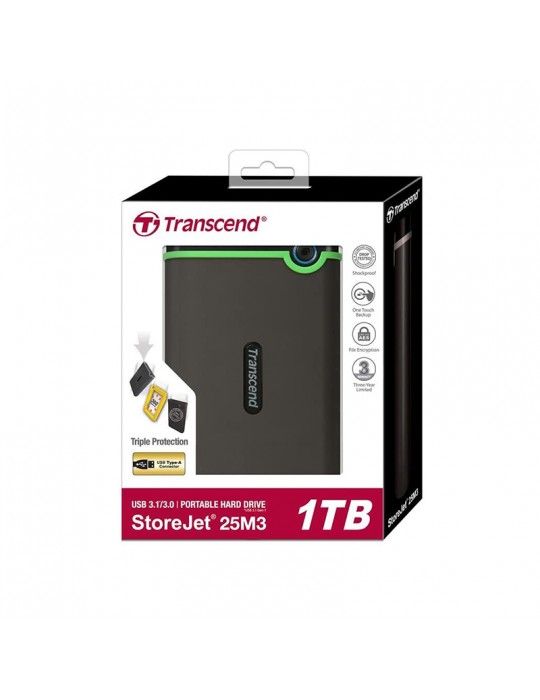  هارد ديسك - External HDD Transcend 1TB-USB3-SLIM Iron Gray