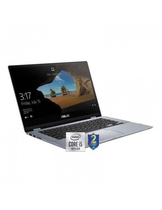  كمبيوتر محمول - ASUS VivoBook Flip-i5-10210U-TP412FA-EC437T-8GB-SSD 512GB-Intel Shared-14 FHD Touch-Win10-Silver Blue-Stylus pe