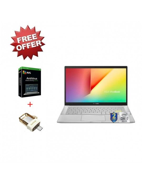  كمبيوتر محمول - ASUS VivoBook S14 S433FL-EB219T I7-10510U-8GB-SSD 512GB-Nvidia MX250-2GB-14 FHD-Win10-White