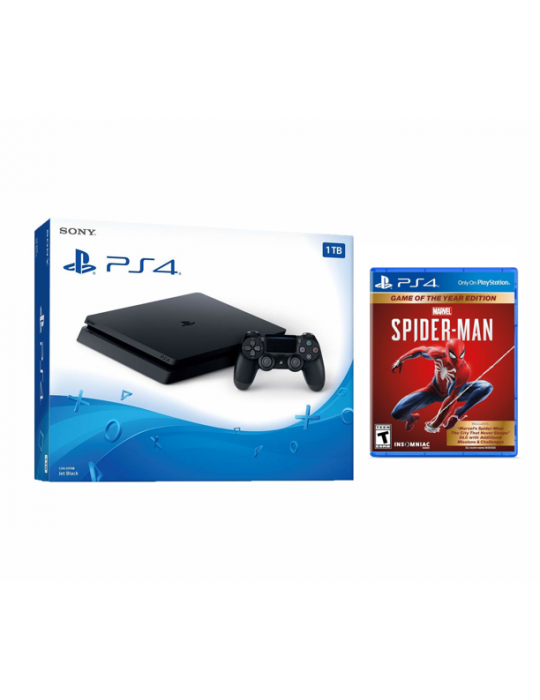  بلاي ستيشن - Sony PlayStation® 4 Slim 1TB-1 DualShock 4 Controller-Marvels Spider-Man Miles Morales DVD
