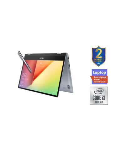 ASUS VivoBook Flip-i3-10110U-TP412FA-EC403T-4GB-SSD 256GB- Intel Shared-14 FHD Touch-Win10-Silver Blue-Stylus pen free bundle
