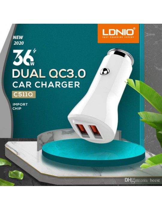  إكسسوارات الموبايل - LDNIO C511Q Lighting-2 USB QC3.0-Fast Car Charger