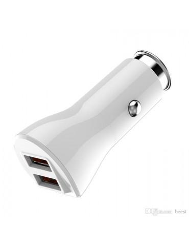 LDNIO C511Q Fast Car Charger-QC3.0-2 USB-Lighting-White