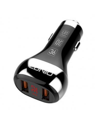 LDNIO C2-Type C-QC3.0 Fast Car Charging 36W-2 USB Ports-LED Display