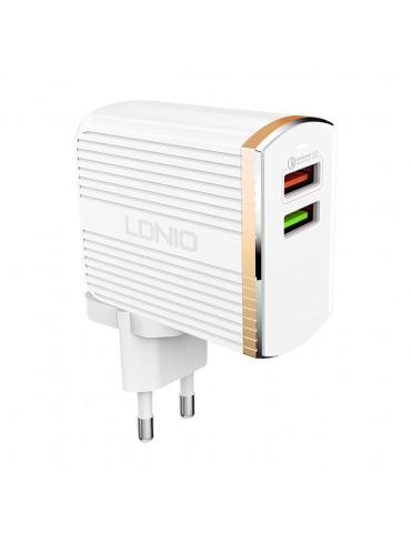 LDNIO A2502Q-Quick Charger Qualcomm QC 3.0-2 USB Lighting-White