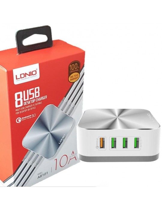  إكسسوارات الموبايل - LDNIO Home Quick Charger A8101-8 USB charging-Qualcomm QC 3.0