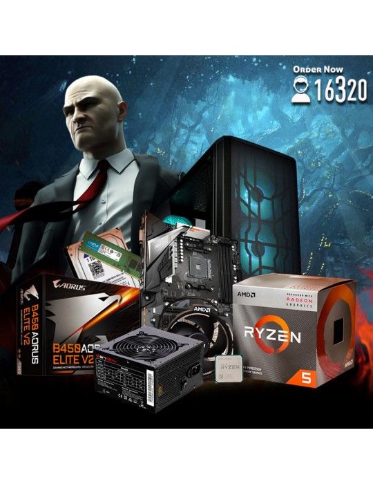  Gaming PC - Bundle AMD Ryzen™ 5 PRO 4650G-GIGABYTE™ B450M DS3H V2-8G DDR4-1TB HDD-Case ATX GIGABYTE™ C200 GLASS-PSU Bitfenix B