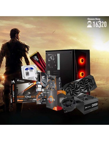 Bundle AMD R5 3600-B450 AORUS Elite V2-GeForce® GTX 1660 OC 6GB-16GB-1TB HDD-256GB SSD-Case CORSAIR SPEC DELTA RGB-CV550 550W