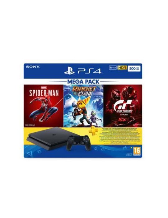  بلاي ستيشن - Sony PlayStation® 4 Slim 500 GB Console +1 DUALSHOCK®4 Controller + 3 Games Mega Pack (Official Warranty)