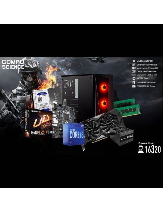  Gaming PC - Bundle Intel Core i5 10400f-H410M S2H-GTX 1660 OC 6GB-16GB-1TB HDD-128GB SSD-Case CORSAIR RGB-CV550 550W