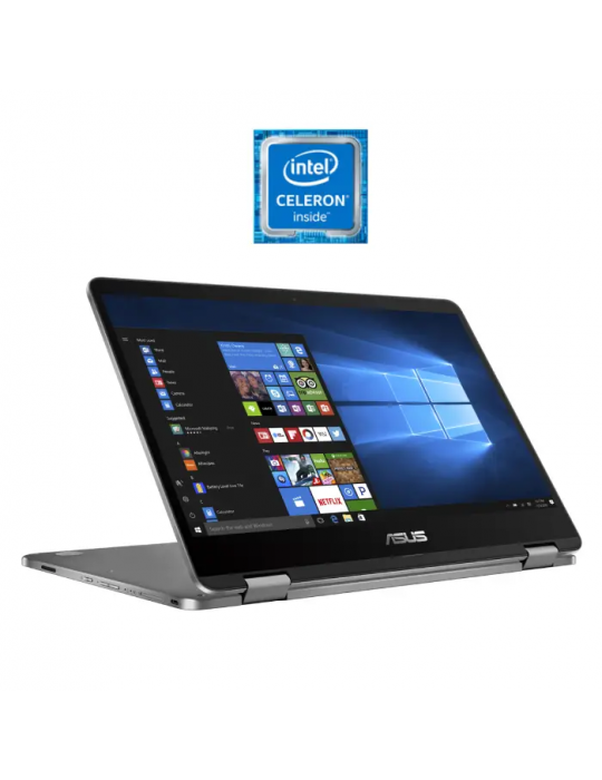  Laptop - Asus VivoBook Flip14 TP401MA-EC320T-Intel Celeron-4GB RAM-128GB eMMC-Intel UHD Graphics 600-14 FHD-Stylus-Win10-Light 