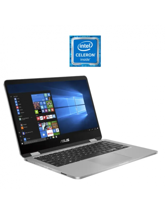  Laptop - Asus VivoBook Flip14 TP401MA-EC320T-Intel Celeron-4GB RAM-128GB eMMC-Intel UHD Graphics 600-14 FHD-Stylus-Win10-Light 