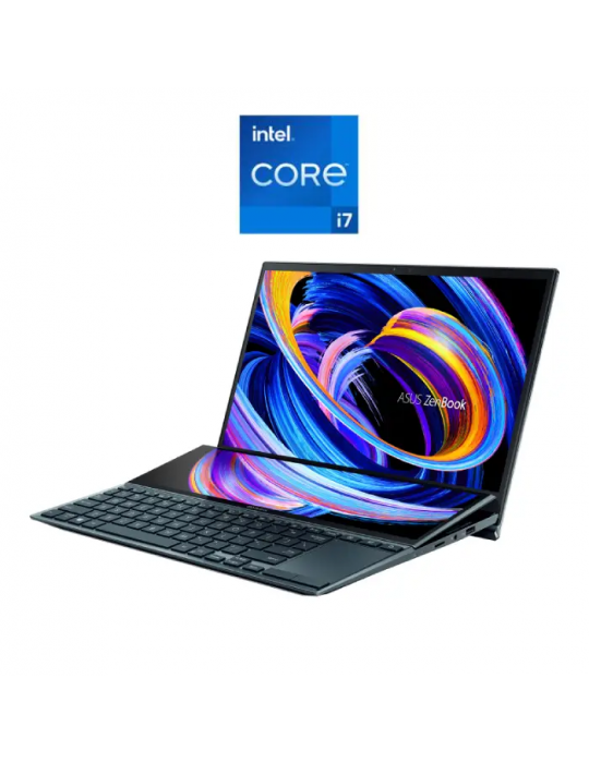  Laptop - Asus ZenBook Duo 14 UX482EG-KA087T-Intel Corei7 1165G7-16GB RAM-1TB SSD-MX450 2GB-14 Inch Touch FHD-Win10-Celestial Bl