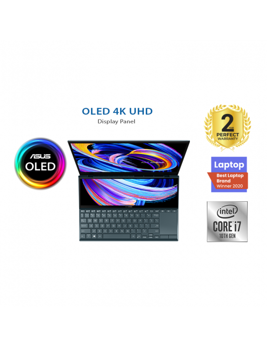  Laptop - Asus ZenBook Pro Duo 15 UX582LR-H2013T Intel Core i7-10870H-16GB RAM-1TB SSD-RTX 3070 8G-15.6 inch 4K UHD-Win10-Celes