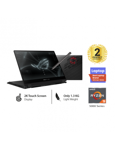 Asus ROG Flow X13 GV301QH-K5252T AMD R9-5980HS-32GB RAM-1TB SSD-GTX 1650 4GB with RTX 3080-13.4 FHD 60Hz Touch-Win10-Pen