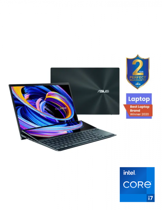  Laptop - Asus ZenBook Duo 14 UX482EG-KA087T-Intel Corei7 1165G7-16GB RAM-1TB SSD-MX450 2GB-14 Inch Touch FHD-Win10-Celestial Bl